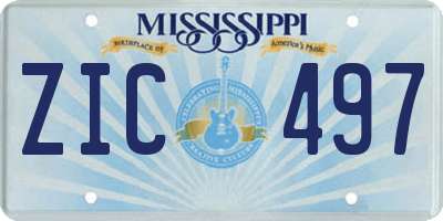 MS license plate ZIC497