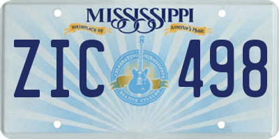 MS license plate ZIC498