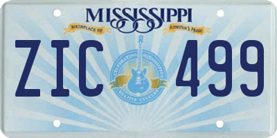 MS license plate ZIC499