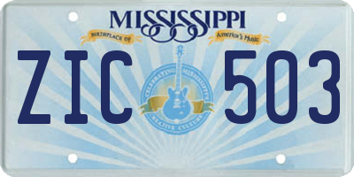 MS license plate ZIC503