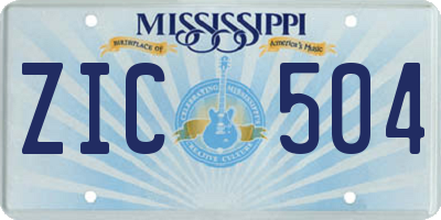 MS license plate ZIC504