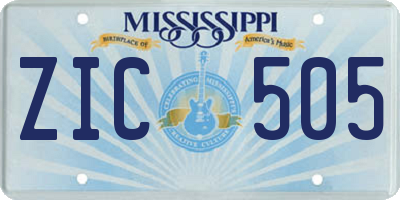 MS license plate ZIC505