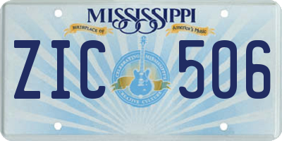 MS license plate ZIC506
