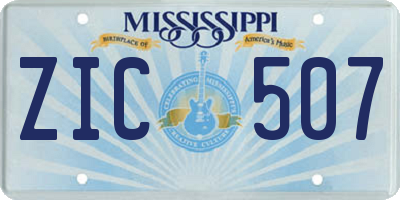 MS license plate ZIC507