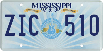 MS license plate ZIC510
