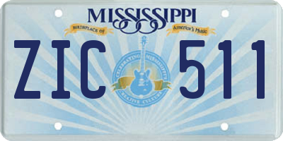 MS license plate ZIC511