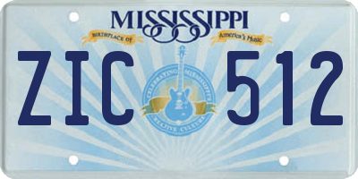 MS license plate ZIC512