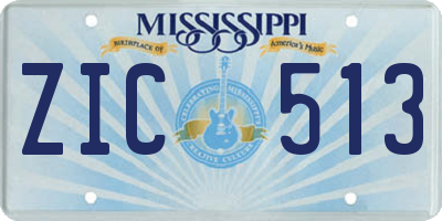 MS license plate ZIC513
