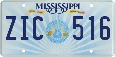 MS license plate ZIC516