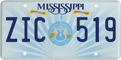 MS license plate ZIC519