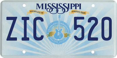 MS license plate ZIC520