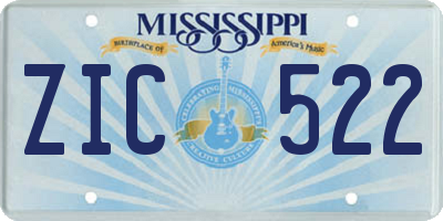 MS license plate ZIC522