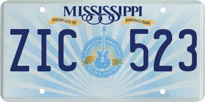 MS license plate ZIC523
