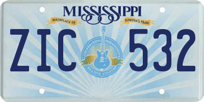MS license plate ZIC532