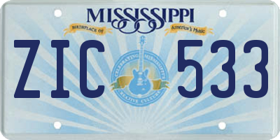 MS license plate ZIC533