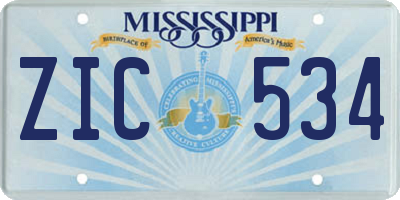 MS license plate ZIC534