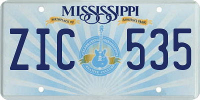MS license plate ZIC535
