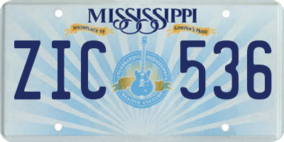MS license plate ZIC536