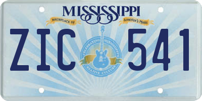 MS license plate ZIC541