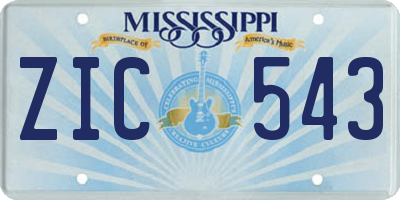 MS license plate ZIC543