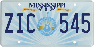 MS license plate ZIC545