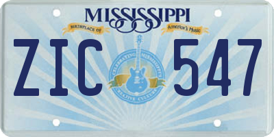 MS license plate ZIC547