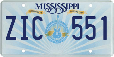 MS license plate ZIC551