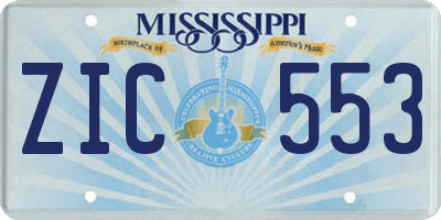 MS license plate ZIC553
