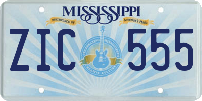 MS license plate ZIC555