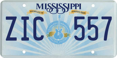 MS license plate ZIC557
