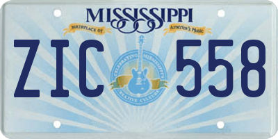MS license plate ZIC558