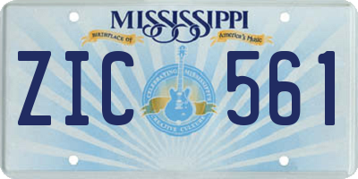 MS license plate ZIC561