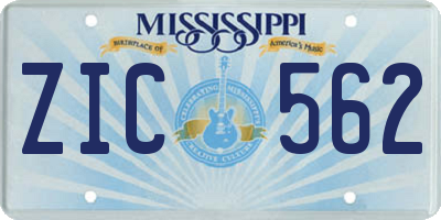 MS license plate ZIC562