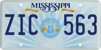 MS license plate ZIC563