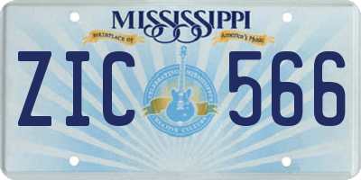 MS license plate ZIC566