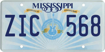 MS license plate ZIC568