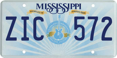 MS license plate ZIC572