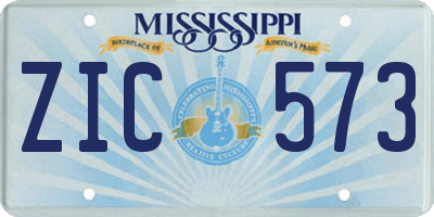 MS license plate ZIC573