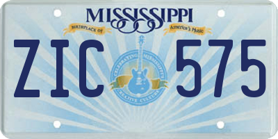MS license plate ZIC575
