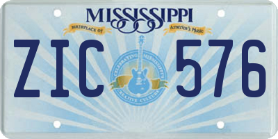 MS license plate ZIC576