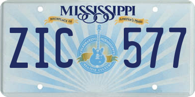 MS license plate ZIC577