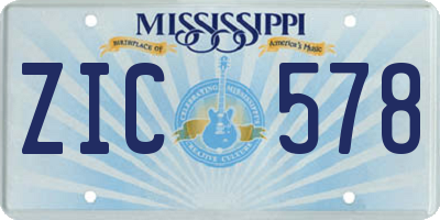 MS license plate ZIC578