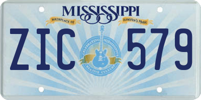 MS license plate ZIC579