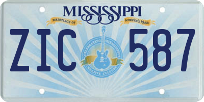 MS license plate ZIC587