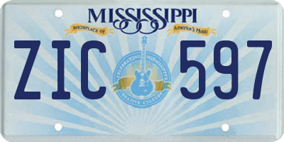MS license plate ZIC597