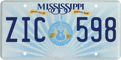 MS license plate ZIC598