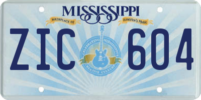 MS license plate ZIC604