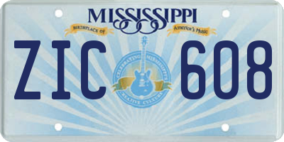 MS license plate ZIC608