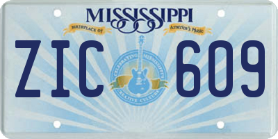 MS license plate ZIC609