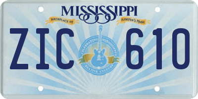 MS license plate ZIC610